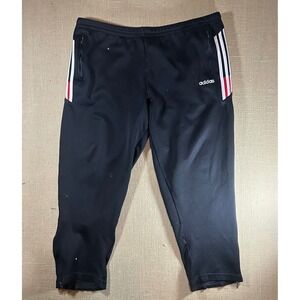 adidas Vintage 90s Track Pants Mens XL Black Red White 3 Stripe Ankle Zip Pants